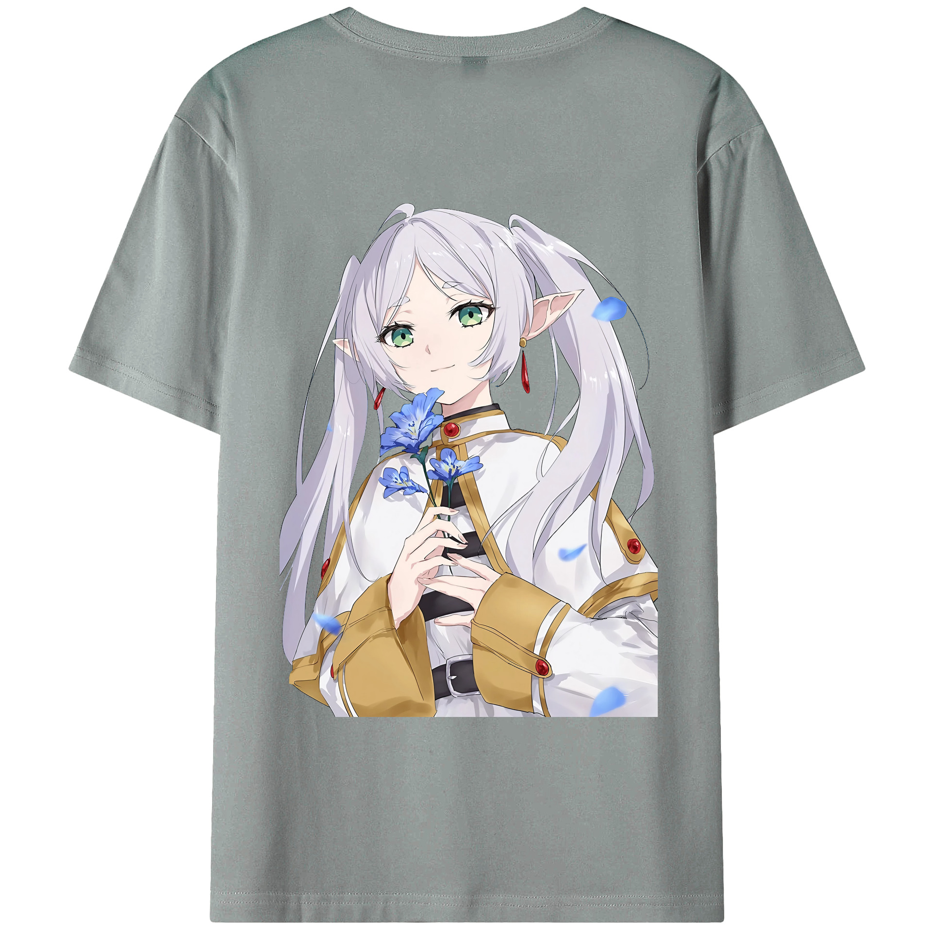 （画像用） 葬送のフリーレン Frieren 綿100％ メンズ半袖Tシャツ（バックプリント） 通気性